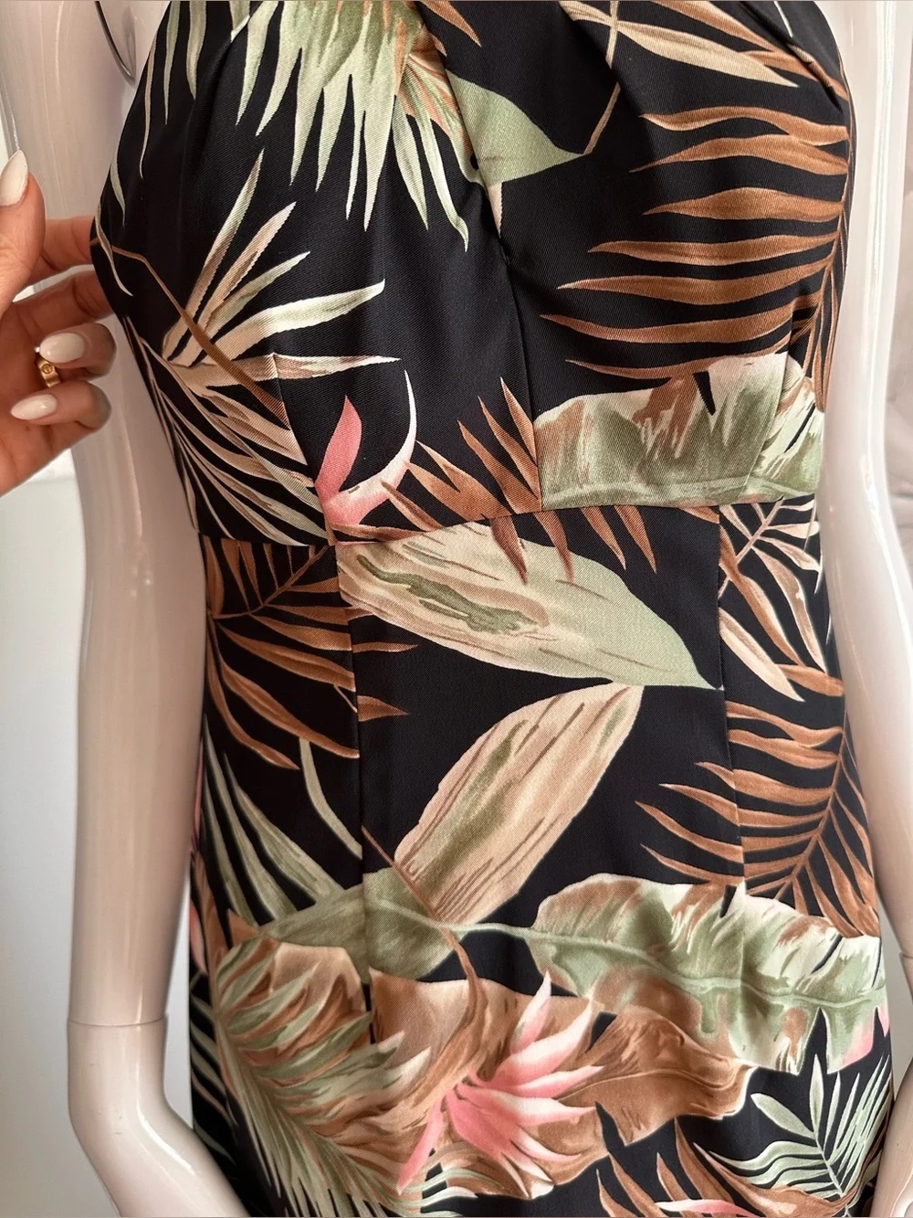 Connected Apparel Tropical Palm Print Dress Size 6 - Picture 4 of 6